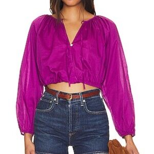 Rails Berry Katia Crop Blouse with Relaxed Sleeves NWT